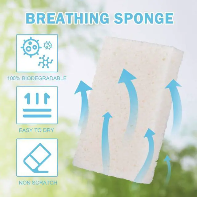 Alt view image 4 of 7 - White Sponges Kitchen 10 Pack Natural Compressed Cellulose Sponges for Dishes Non Scratch for Household Cookware Bathroom Cars Soft Super Absorbent Reusable