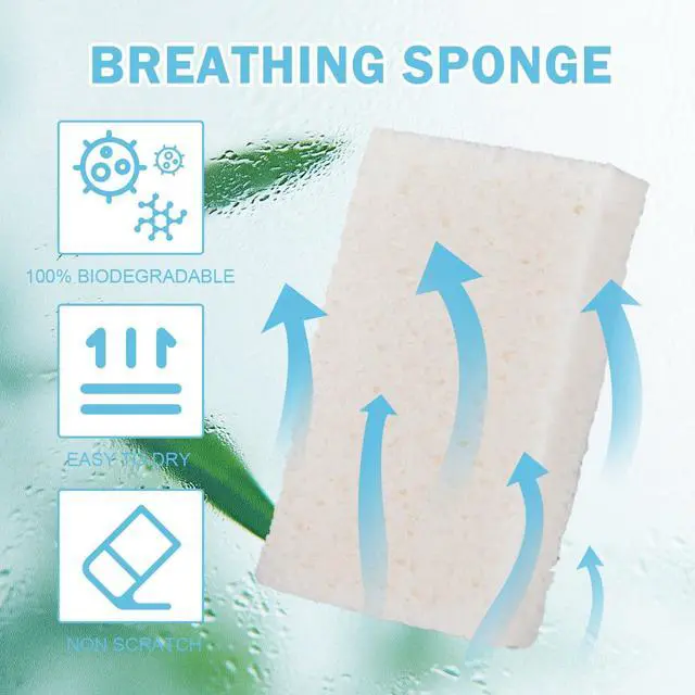 Alt view image 6 of 7 - White Sponges Kitchen 10 Pack Natural Compressed Cellulose Sponges for Dishes Non Scratch for Household Cookware Bathroom Cars Soft Super Absorbent Reusable