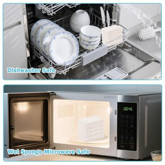 Alt view image 7 of 7 - White Sponges Kitchen 10 Pack Natural Compressed Cellulose Sponges for Dishes Non Scratch for Household Cookware Bathroom Cars Soft Super Absorbent Reusable