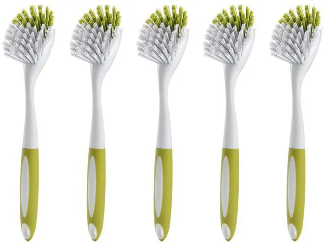 Main image of Dish Brush with Handle, Stiff Bristles Dish Scrubber for Pots, Pans & Sink Cleaning, 5 Pack