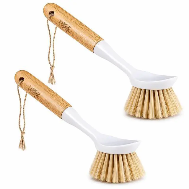 Main image of Kitchen Dish & Cast Iron Brush with Scraper, Skillet Scrub Cleaner with Handle, Kitchen Cleaning Scrubber for Dishes, Pots, Cast Iron Skillet, Non-Stick Frying Pans, Sinks and House Cleaning