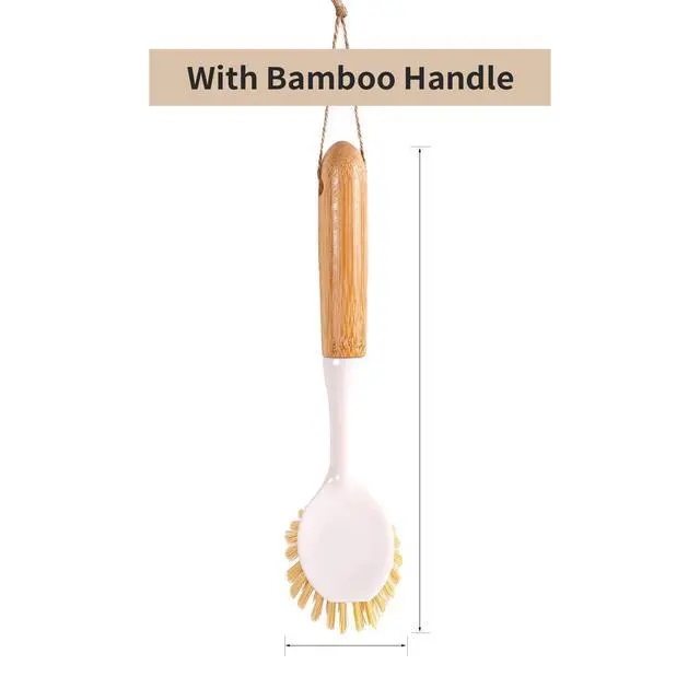 Alt view image 7 of 7 - Kitchen Dish & Cast Iron Brush with Scraper, Skillet Scrub Cleaner with Handle, Kitchen Cleaning Scrubber for Dishes, Pots, Cast Iron Skillet, Non-Stick Frying Pans, Sinks and House Cleaning