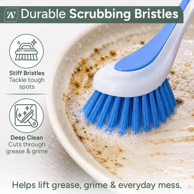 Alt view image 2 of 7 - Dish Brush Set of 3 with Suction Cup Dish Scrubber & Cleaning Brush