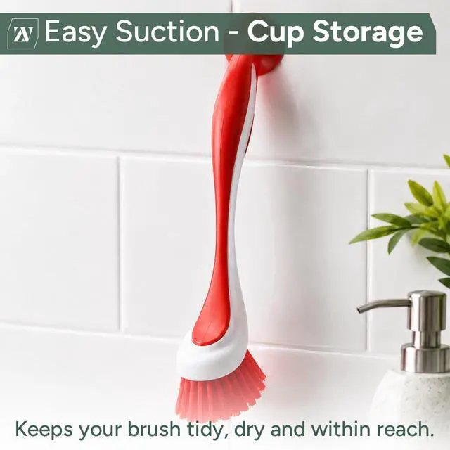 Alt view image 6 of 7 - Dish Brush Set of 3 with Suction Cup Dish Scrubber & Cleaning Brush