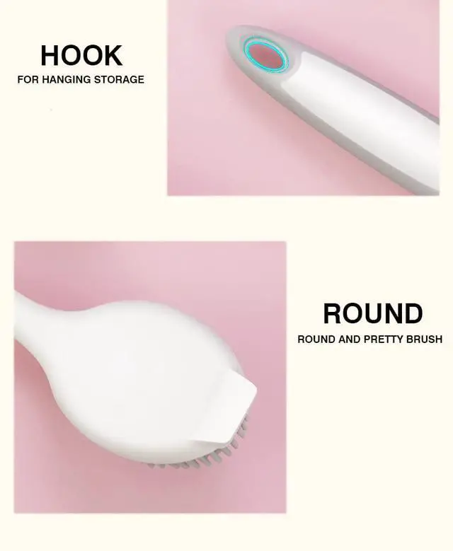 Alt view image 4 of 7 - Dish Scrubber, Silicone Soft Bristles Scrub Brush with Scraper Tip, Comfortable Grip Brushes for Kitchen Sink, Pans, Pots, Skillet, Vegetable, Fruit, Potato Cleaning (White/Grey)