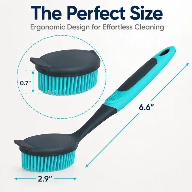 Alt view image 2 of 7 - 2-Pack Dish Brush with Handle, Kitchen Dish Scrubber Soft Dishwashing Brush for Cleaning Pots, Pan, Sink