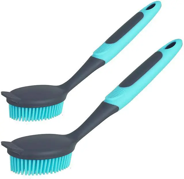 Main image of 2-Pack Dish Brush with Handle, Kitchen Dish Scrubber Soft Dishwashing Brush for Cleaning Pots, Pan, Sink