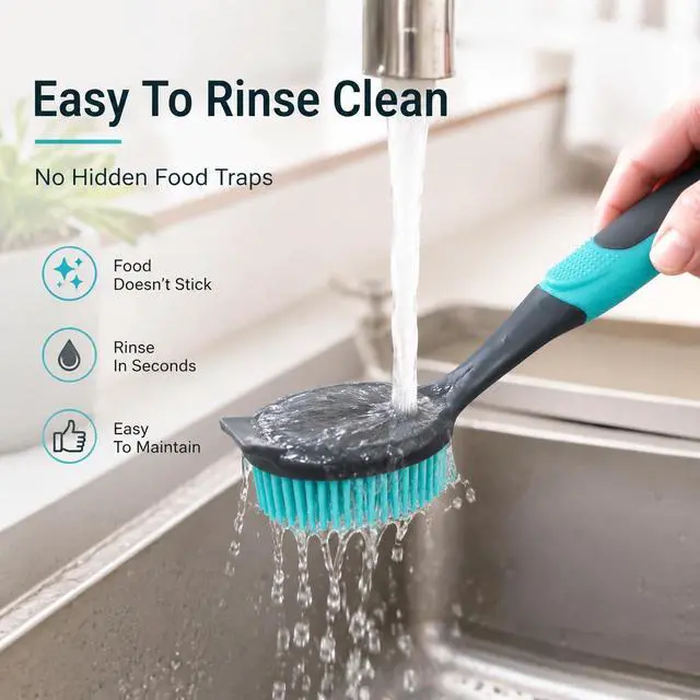 Alt view image 5 of 7 - 2-Pack Dish Brush with Handle, Kitchen Dish Scrubber Soft Dishwashing Brush for Cleaning Pots, Pan, Sink