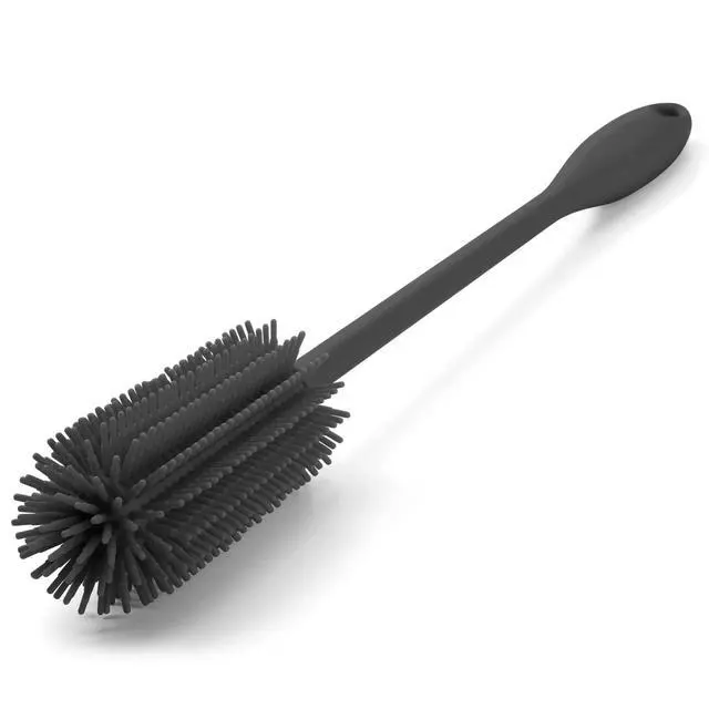 Alt view image 3 of 7 - Silicone Bottle Brush, Water Bottle Cleaner Brush with Long Handle, Perfect for Cleaning Narrow Neck Containers, Vacuum Sports Bottle, Tumblers, Flask, Glassware (1 Pack, Charcoal)