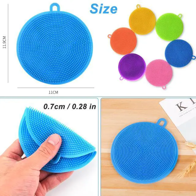 Alt view image 5 of 7 - Silicone Dish Scrubber, 12 Pack Silicone Sponge Dish Brush Food Grade BPA Free Reusable Rubber Sponges Dishwasher Safe and Dry Fast for Kitchen Dish Dishes Fruits Vegetables Washing and Cleaning