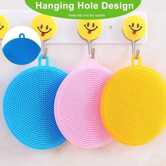 Alt view image 7 of 7 - Silicone Dish Scrubber, 12 Pack Silicone Sponge Dish Brush Food Grade BPA Free Reusable Rubber Sponges Dishwasher Safe and Dry Fast for Kitchen Dish Dishes Fruits Vegetables Washing and Cleaning