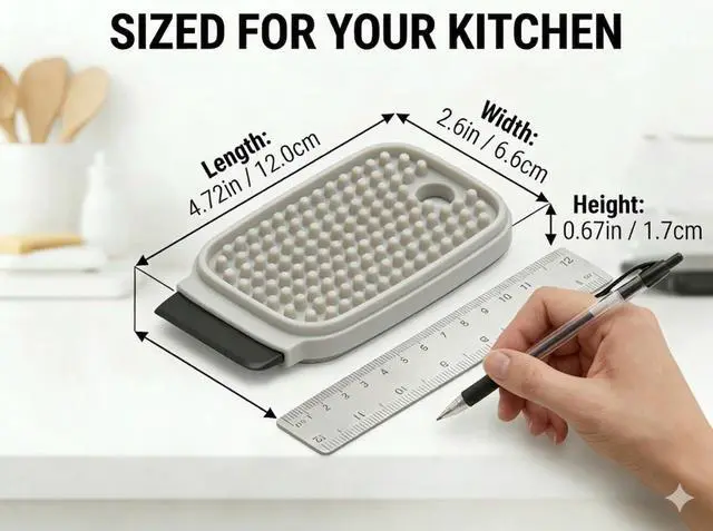 Alt view image 2 of 7 - 3-in-1 Silicone Dish Sponge - BPA-Free Food-Grade Cleaning Brush with Dual-Sided Scrubber & Scraper, Hanging Hole Fast-Dry Reusable for Dishes/Fruits/Vegetables (Grey 1PCS)