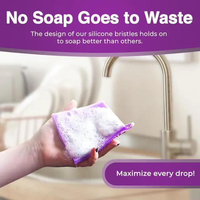 Alt view image 3 of 7 - Silicone Sponges for Dishes - 4 Pack Dual-Sided Dish Scrubber - Food Grade, BPA Free Silicone Sponge & Housecleaning