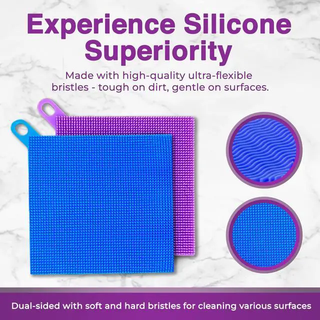 Alt view image 7 of 7 - Silicone Sponges for Dishes - 4 Pack Dual-Sided Dish Scrubber - Food Grade, BPA Free Silicone Sponge & Housecleaning