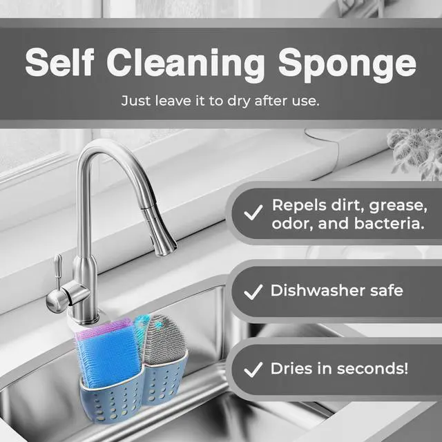 Alt view image 4 of 7 - Silicone Sponges for Dishes - 4 Pack Dual-Sided Dish Scrubber - Food Grade, BPA Free Silicone Sponge & Housecleaning