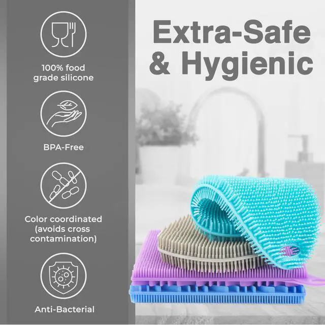 Alt view image 6 of 7 - Silicone Sponges for Dishes - 4 Pack Dual-Sided Dish Scrubber - Food Grade, BPA Free Silicone Sponge & Housecleaning