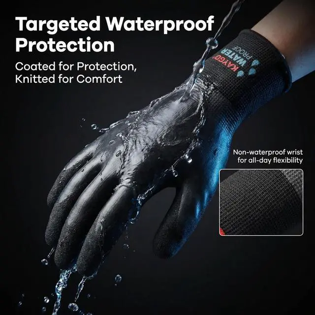 Alt view image 3 of 6 - Waterproof Work Gloves, Non-Slip Double Latex Coated, KG150