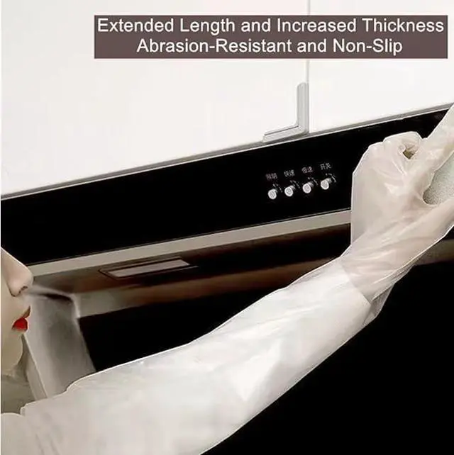 Alt view image 3 of 7 - Long Sleeve Cleaning Gloves, 10Pcs/Set Reusable & Waterproof Protective Rubber Gloves for Household Duties, Kitchen, Dishwashing, Gardening - 23.6 Inch