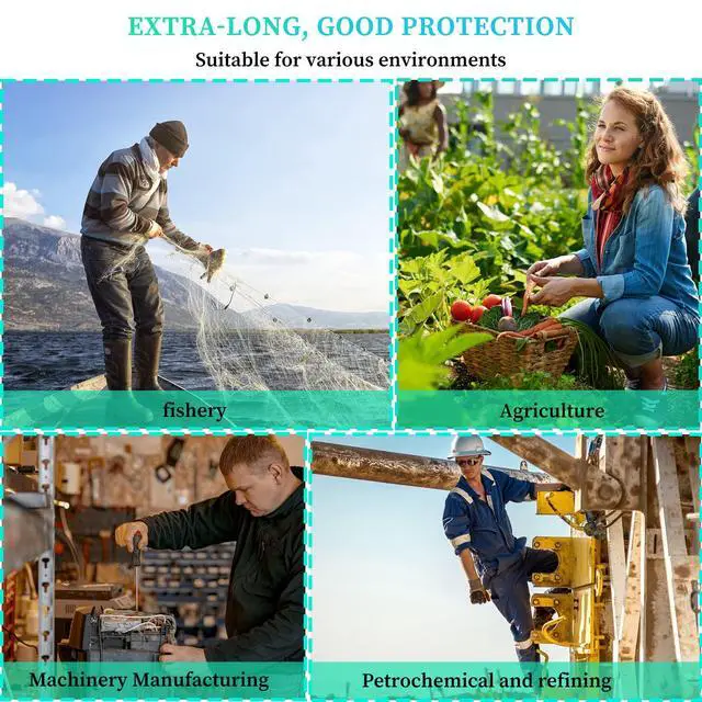 Alt view image 7 of 7 - Extra-Long 26" Rubber Pond Gloves, Chemical Resistant PVC Reusable Heavy Duty Waterproof Cleaning Glove (Green)