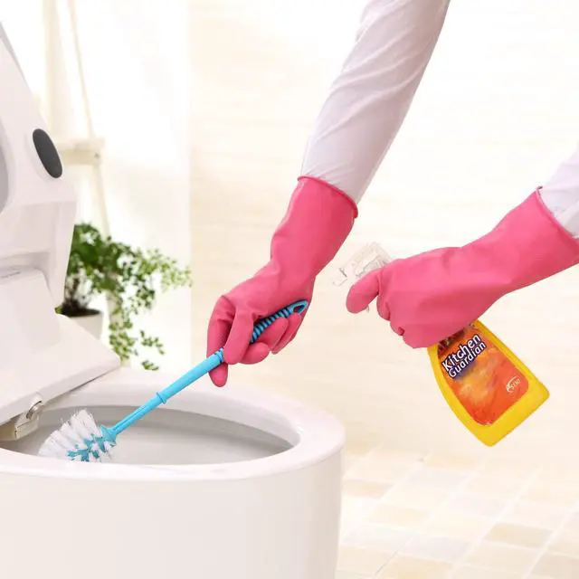 Alt view image 4 of 6 - 3 Pairs Rubber Cleaning Gloves for Household - Reusable Dishwashing Gloves for Kitchen, Flexible Long-lasting & Waterproof (Medium, Green+Red+Orange)