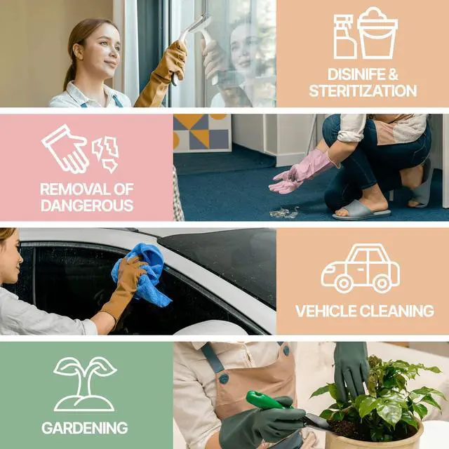 Alt view image 5 of 5 - 3 Pairs Colorful Reusable Waterproof Household Dishwashing Cleaning Rubber Gloves, Non-Slip Kitchen Glove (Medium)