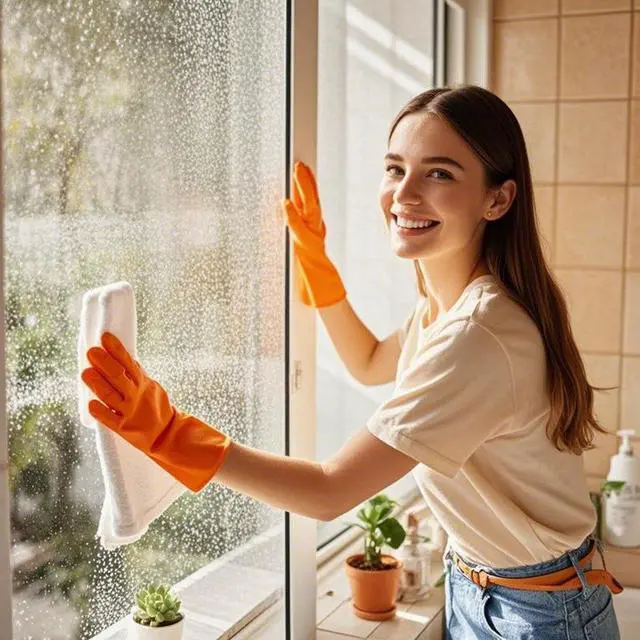 Alt view image 3 of 3 - 3 Pairs Rubber Cleaning Gloves Latex Free Dishwashing Gloves - 13" Reusable Nitrile Gloves Small, Green+Orange+Red