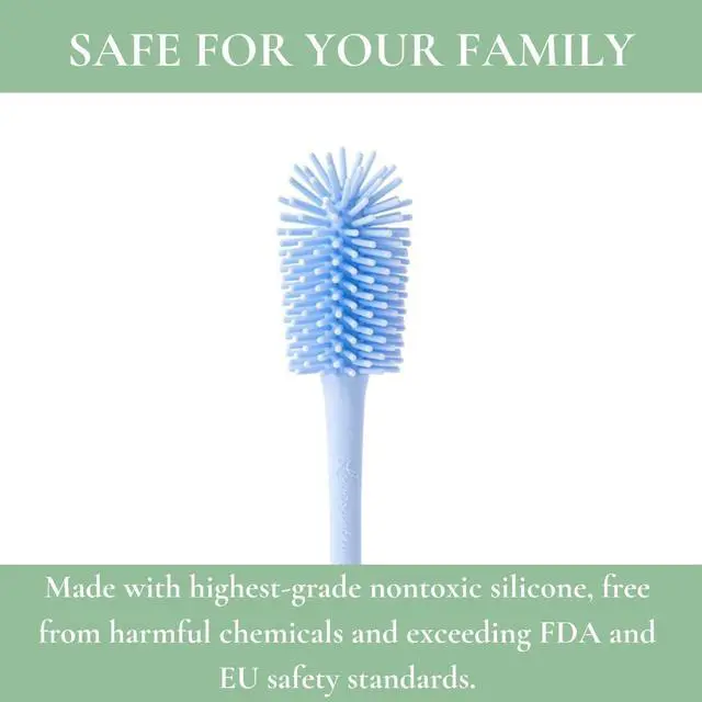 Alt view image 4 of 7 - Nontoxic Silicone Bottle Brush - Premium Medical Grade - BPA & PFAS Free - Suction Cup Base - Easy to Clean and Dishwasher Safe - Tallest Design for Any Bottle - (10.25 in) (Green)