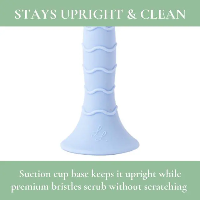 Alt view image 5 of 7 - Nontoxic Silicone Bottle Brush - Premium Medical Grade - BPA & PFAS Free - Suction Cup Base - Easy to Clean and Dishwasher Safe - Tallest Design for Any Bottle - (10.25 in) (Green)