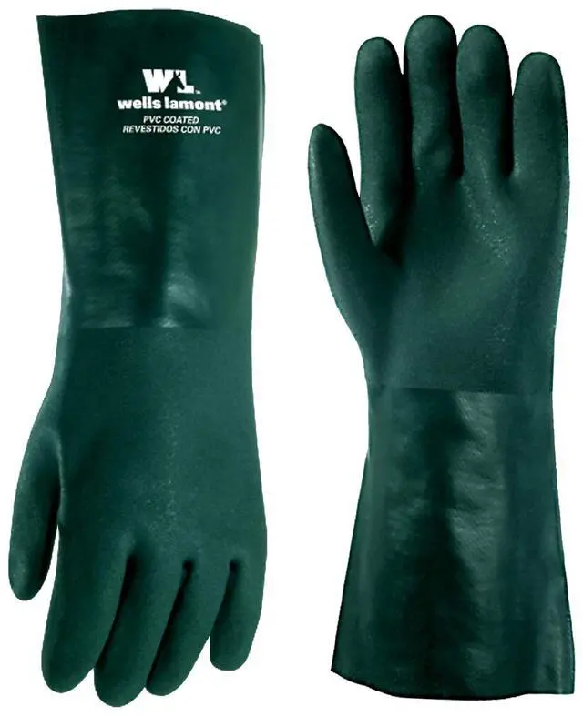 Main image of Heavy Duty 14 PVC Coated Work Gloves | Chemical & Liquid Resistant, Cotton Lined | Men's Large (167L)