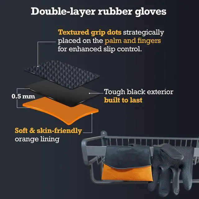 Alt view image 3 of 7 - Heavy-Duty Thick Black Rubber Cleaning Gloves, 3 Pairs, XL