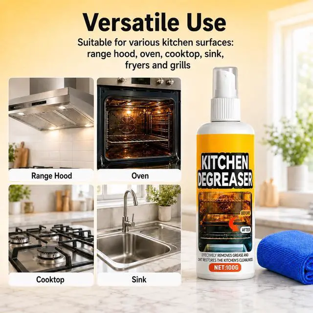 Alt view image 6 of 7 - Kitchen Degreaser Spray, BBQ Grill Cleaner Spray, Heavy Duty Degreaser Spray For Outdoor Grill Oven Cleaner, Outdoor Use, Fast-Acting Grease Removal
