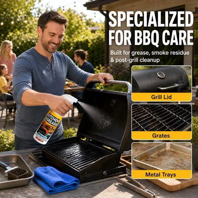 Alt view image 3 of 7 - GreaseKiller BBQ Grill Cleaner Spray,Grill Cleaner,Effectively Removes Grease for BBQ Grate,Grill Lid,Stovetop,Oven,Range Hood