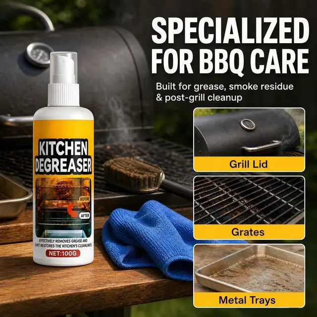 Alt view image 3 of 7 - Greasekiller BBQ Grill Cleaner Spray, Grill Cleaner, Heavy Duty Grills Degreaser Spray, Removes Grease for BBQ Grate, Grills Lid,Stovetop,Oven,Range Hood