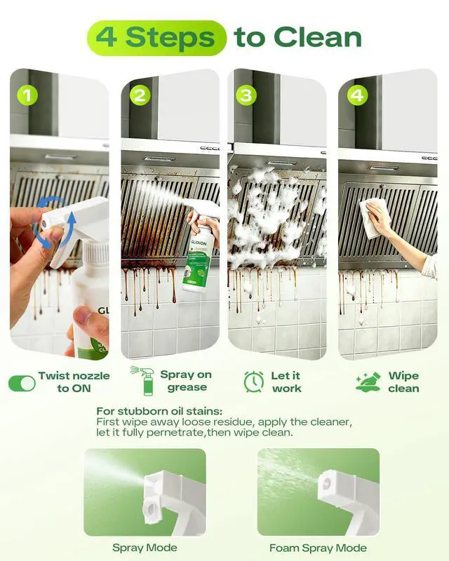 Alt view image 6 of 7 - Multifunctional Kitchen Appliance Cleaner, Low-Irritation Degreaser for Oven, Air Fryer, Microwave, Refrigerator & Stove, Non-Corrosive, No Harsh Fumes, with Foam Sprayer, 10.1 Fl Oz