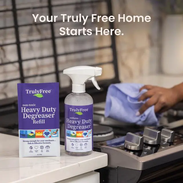 Alt view image 6 of 7 - Heavy Duty Degreaser - Grease Remover & Grime Cleaner for Kitchen, Automotive & More, Household Cleaning Supplies, Fragrance-Free, Includes 16 oz Reusable Empty Bottle + Two Fills, 3 oz ea.