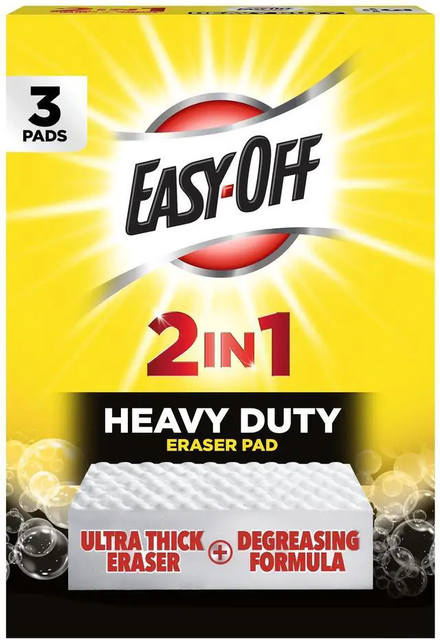 Main image of Heavy Duty 2in1 Ultra Thick Eraser & Degreasing Formula, 3 MultiUse Cleaning Pads Cuts Through Tough Grease & Grime in Seconds