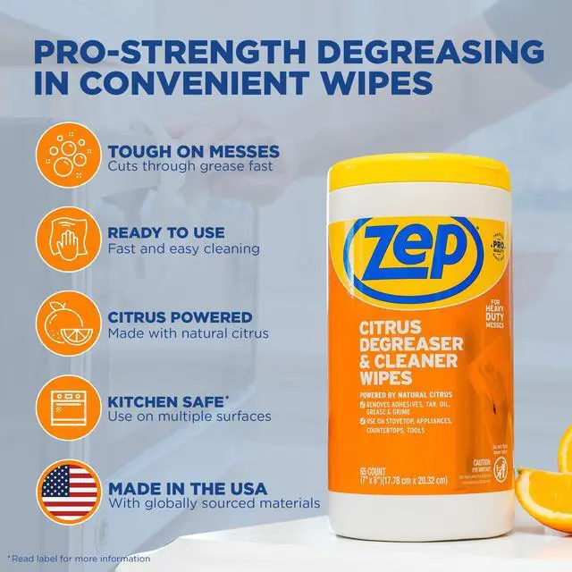 Alt view image 2 of 7 - Citrus Degreaser & Cleaner Wipes - 65 Ct (Pack of 1) - Heavy-Duty