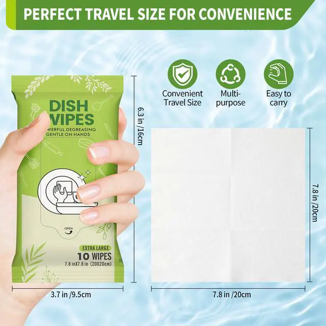 Alt view image 3 of 7 - 4 Pack Dish Wipes Camping Dish Wipes Travel Dish Soap Camp Kitchen Wipes Portable Cleaning of Plates, Bowls, Tableware and Ktchenware for Travel Camping (40 PCS)