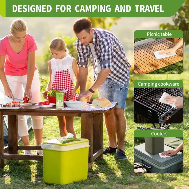Alt view image 4 of 7 - 4 Pack Dish Wipes Camping Dish Wipes Travel Dish Soap Camp Kitchen Wipes Portable Cleaning of Plates, Bowls, Tableware and Ktchenware for Travel Camping (40 PCS)