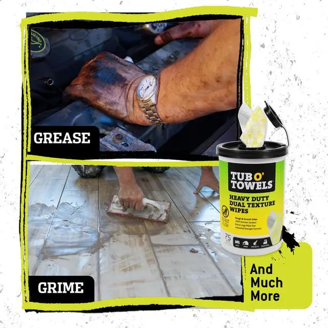 Alt view image 6 of 6 - TW75 Heavy-Duty Multi-Surface Cleaning Wipes, Pack of 1 XL 10" x 12" Dual-Texture Wipes Helps Remove Grease, Oil, Tar, Paint, Ink & Tough Messes For Home, Garage, Auto & Workshop