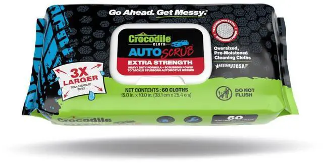 Main image of AutoSCRUB Cleaning Wipes 60-Count (15 x 10) Cleaning Cloths Remove Oil, Grease, Paint, Tar, Brake Dust, Hydraulic Fluid, Silicone, Sealants & Road Grime from Tools & Hands