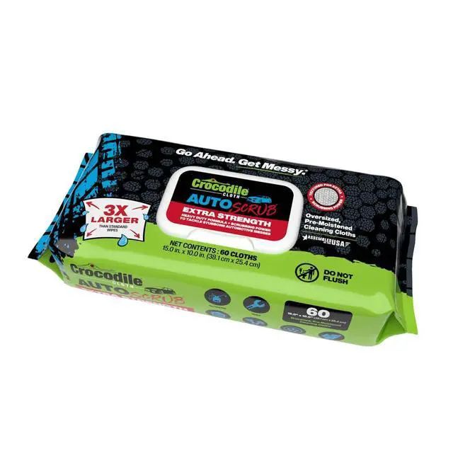 Alt view image 2 of 7 - AutoSCRUB Cleaning Wipes 60-Count (15 x 10) Cleaning Cloths Remove Oil, Grease, Paint, Tar, Brake Dust, Hydraulic Fluid, Silicone, Sealants & Road Grime from Tools & Hands
