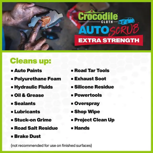 Alt view image 4 of 7 - AutoSCRUB Cleaning Wipes 60-Count (15 x 10) Cleaning Cloths Remove Oil, Grease, Paint, Tar, Brake Dust, Hydraulic Fluid, Silicone, Sealants & Road Grime from Tools & Hands