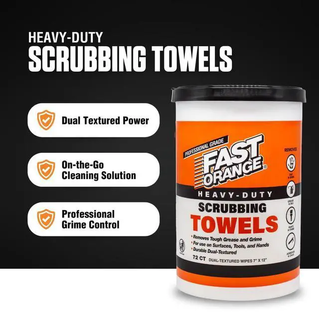 Alt view image 3 of 5 - Heavy Duty Scrubbing Towels Removes Tough Grease, Grime, Paint, Resins, Glue and More, for Hands, Tools and Surfaces Without Sticky Residue, 72 ct