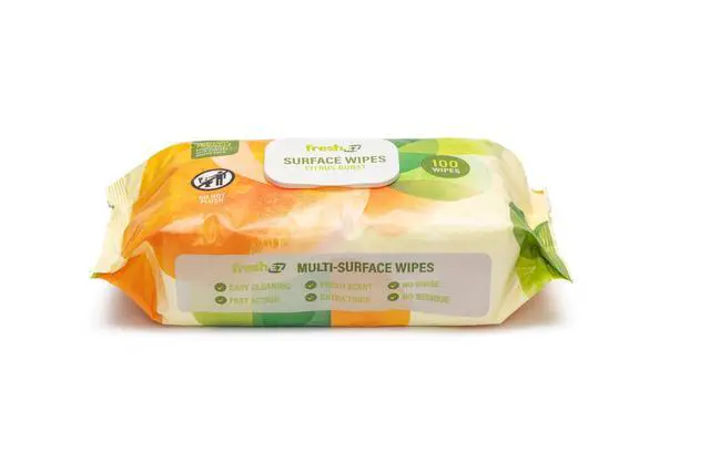 Alt view image 2 of 3 - Multi-Surface Cleaning Wipes, 2 Packs x 100 Wipes, Thick No-Rinse No-Residue Surface Wipes for Kitchen, Bathroom, Glass, Stainless Steel, Granite, Wood & Plastic (Citrus Burst)