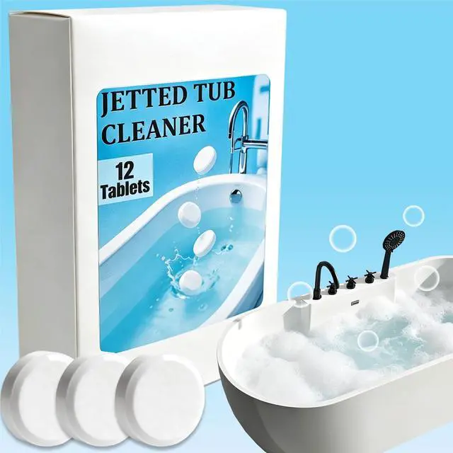 Main image of Jetted Tub Cleaner Tablets - Rapid Cleaning Effervescent Tabs for Whirlpool, Spa Bath & Jet Tubs, Septic Safe Formula Quickly Removes Scale, Residue & Build-Up (12, 5g)