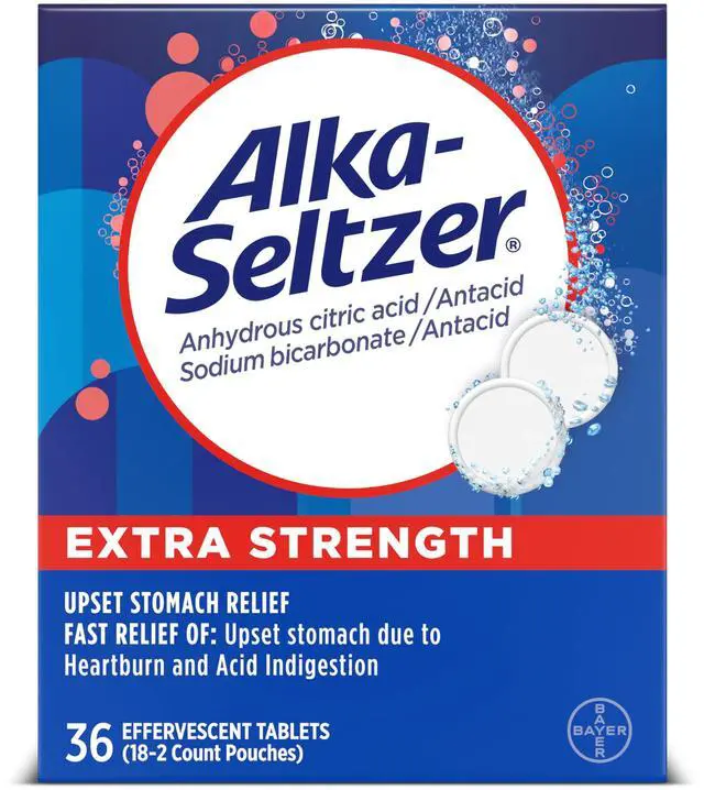 Main image of Extra Strength Heartburn Relief Effervescent Antacid Tablets, Fast Indigestion Relief, 36Ct
