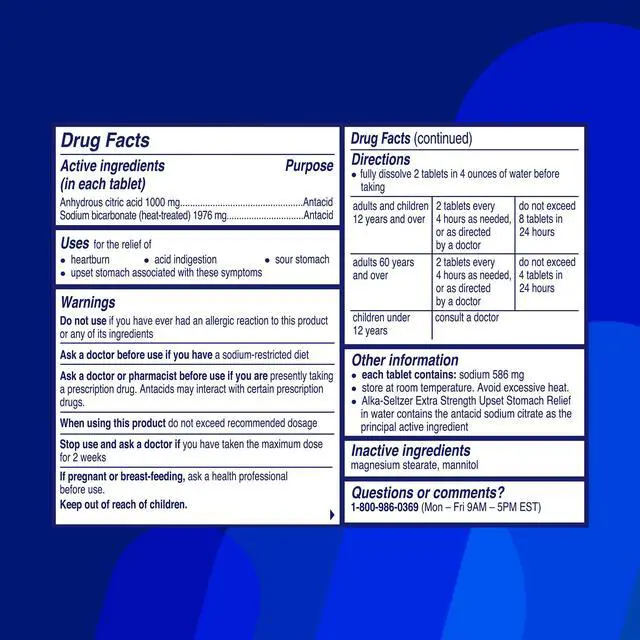 Alt view image 6 of 7 - Extra Strength Heartburn Relief Effervescent Antacid Tablets, Fast Indigestion Relief, 36Ct