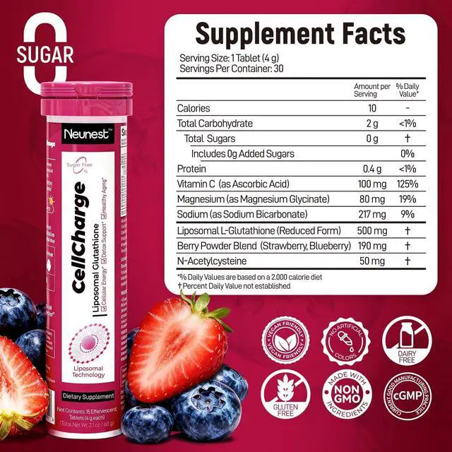 Alt view image 7 of 7 - Hydration Effervescent Tablet for L-Glutathione - Skin Brightening & Detox