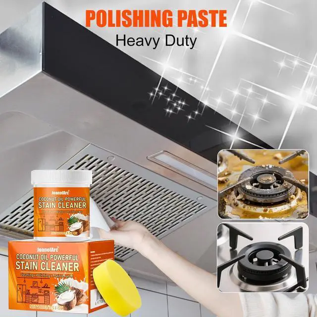 Alt view image 6 of 7 - Multi-Purpose Powerful Cleaner for Kitchen, 100g Coconut Oil Cleaning Paste, Heavy Duty Degreaser-Paste, Coconut Oil Polishing Cleaner, Deep Cleaning Stain Remover for Kitchen Appliance